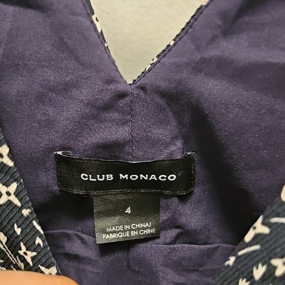 Club Monaco Floral V-Neck Dress - Black and White - Picture 2 of 5